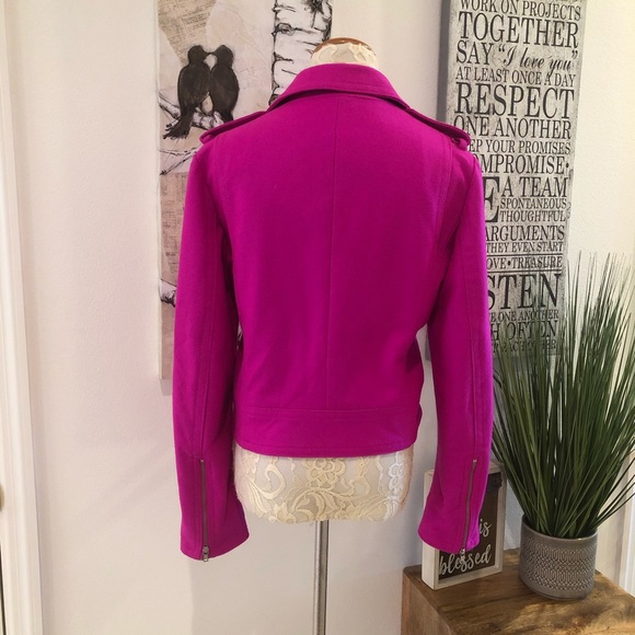 GAP Fuchsia Wool-Blend Moto Jacket - Picture 6 of 9